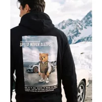 FW26 Backprint Hoodie Filou 187 SPEED NEVER SLEEPS - Black
