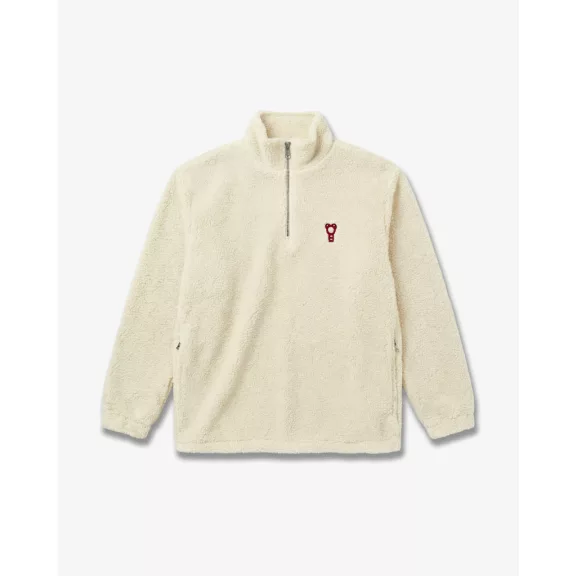 FW26 Signature Embroidered Half-Zip Fleece Pullover - Off-White FW26 Signature Embroidered Half-Zip Fleece Pullover - Off-White