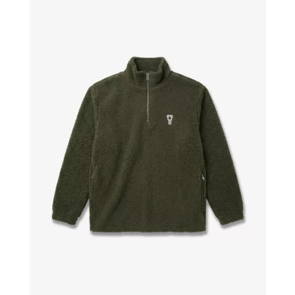 FW26 Signature Embroidered Half-Zip Fleece Pullover - Olive Green FW26 Signature Embroidered Half-Zip Fleece Pullover - Olive Green