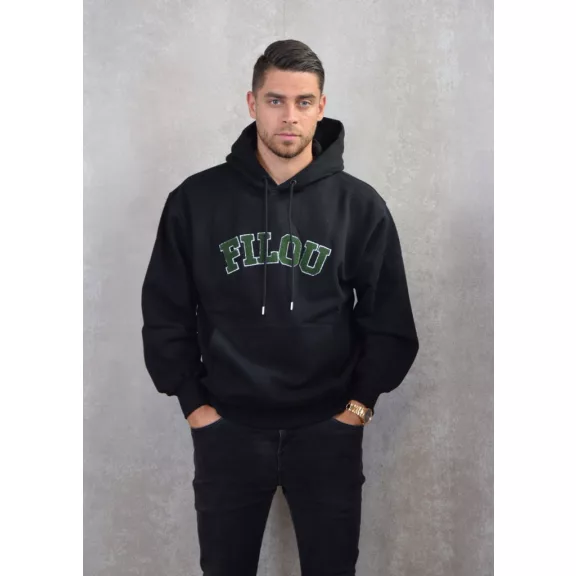 Oversized Backprint Hoodie Chenille Filou, Cash Stack - Black Oversized Backprint Hoodie Chenille Filou, Cash Stack - Black