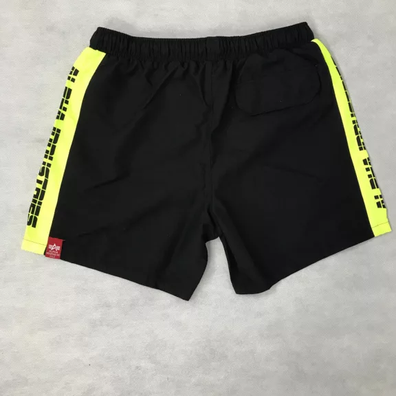 Printed Stripe Swim Short - black