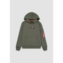 Camo Panel Hoodie - dark olive