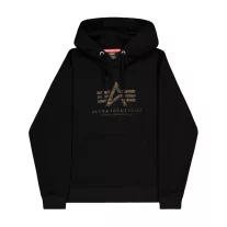 Basic Big Logo Effect Print Hoodie - black