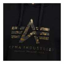 Basic Big Logo Effect Print Hoodie - black