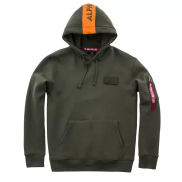 Red Stripe Hoody - dark green