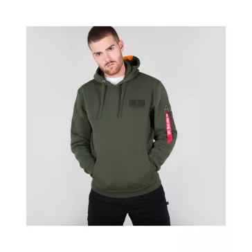 Red Stripe Hoody - dark green