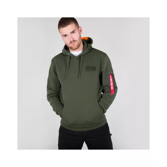 Red Stripe Hoody - dark green