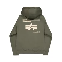 Label Zip Back Print Hoodie - dark olive