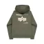 Label Zip Back Print Hoodie - dark olive