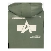 Label Zip Back Print Hoodie - dark olive
