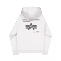 Label Zip Back Print Hoodie - pastel grey melange