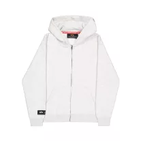 Label Zip Back Print Hoodie - pastel grey melange