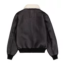 B-15-3 Faux Leather Bomber Jacket - black