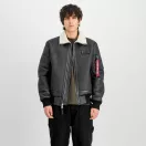 B-15-3 Faux Leather Bomber Jacket - black