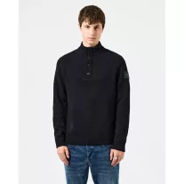 Castillos Knitted Wool Quarter Neck Sweater - black
