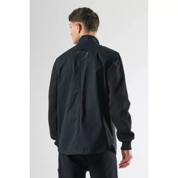 Mixed Media Funnel Shirt - Jet Black