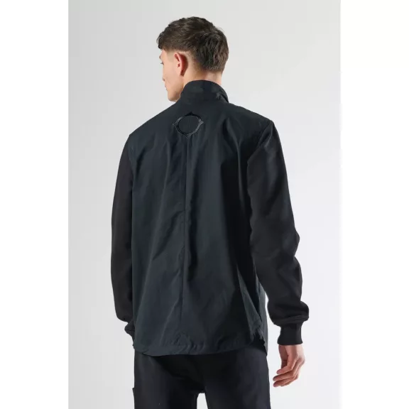 Mixed Media Funnel Shirt - Jet Black
